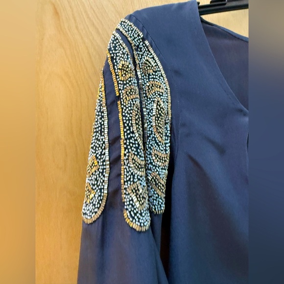 Yigal Azrouel Blue Embellished Relaxed Blouse - Picture 4 of 12